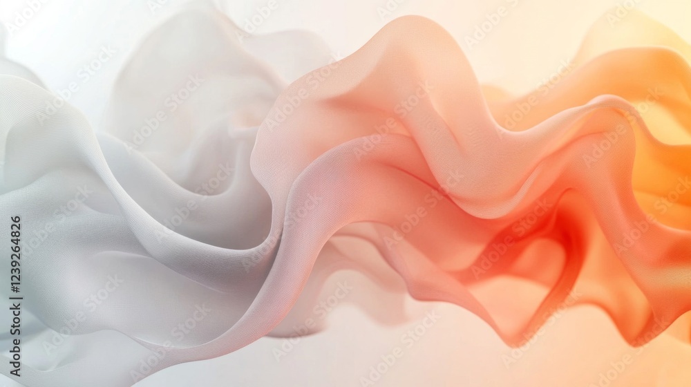 Obraz premium Abstract Fabric Wave Texture: Orange and Gray Gradient