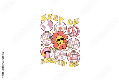 Fotografi Keep on keepin' on, Retro Sublimation T Shirt Design