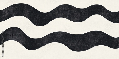 Abstract Black Wavy Lines Pattern, Creative Modern Design, Stylish Textured Background, Minimalist