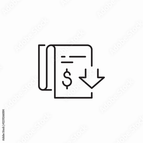 financial bill decrease icon sign vector