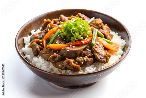 Delicious Asian Beef Rice Bowl with Vegetables photo