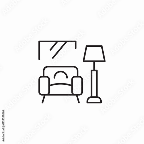 living room furniture icon sign vector