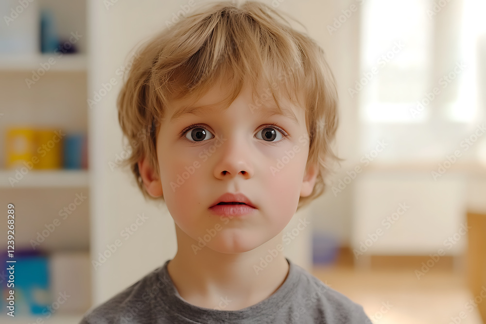 A young child attentively working with a speech therapist during a pronunciation lesson. A young child attentively working with a speech therapist during a pronunciation lesson.
