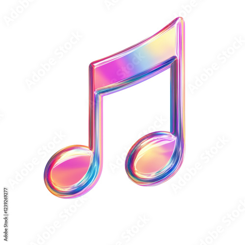 Isolated Glossy Iridescent Musical Note