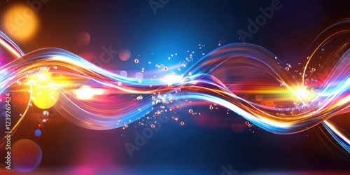 Conceptual art of particle collision experiments, detailed particle patterns and waves, uncluttered neutral setting