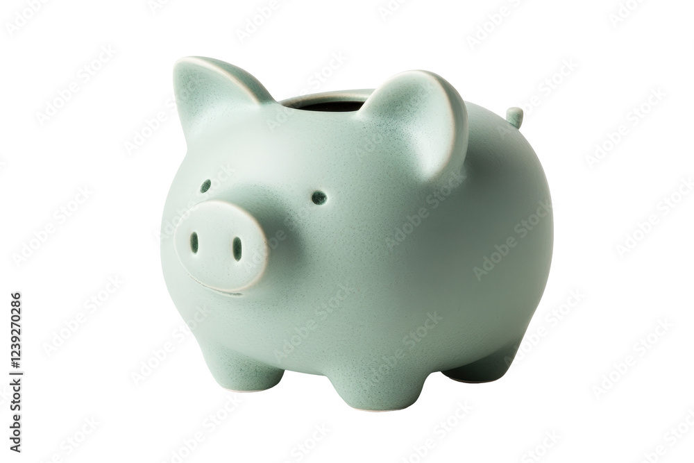 Isolated Light Green Piggy Bank on White Background Isolated Light Green Piggy Bank on White Background