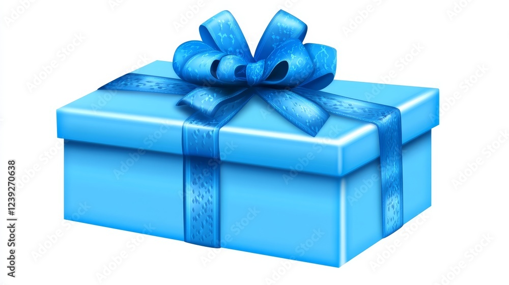 Fototapeta premium Light Blue Gift Box with Ribbon - A light blue gift box tied with a light blue ribbon, symbolizing celebration, surprise, generosity, appreciation, and joy.