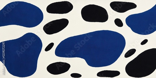 Abstract Blue And Black Cow Print Design, Colorful Textile Pattern, Modern Creative Decorative