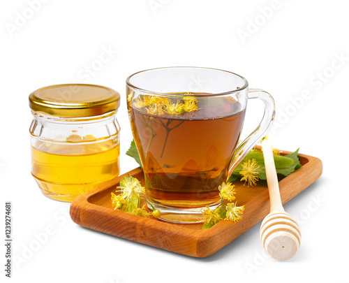 Cup of linden tea with leav...