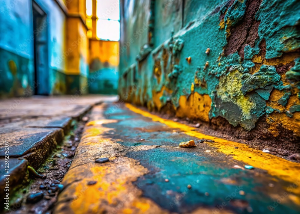 Naklejka premium Urban Exploration: Matte Rubber Texture, Non-Reflective Surface, Grunge Wall Detail