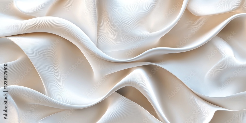 Obraz premium Elegant and Soft Satin Fabric Draped in Beautiful Flowing Waves Highlighting the Luxurious Texture and Subtle Sheen for Fashion and Design Applications