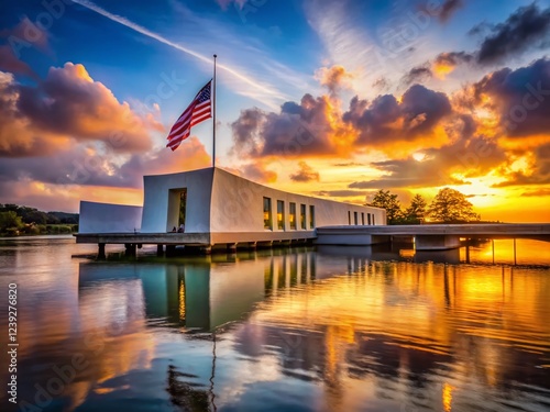 USS Arizona Memorial Sunset - Pearl Harbor Remembrance Day - Low Light Photo photo