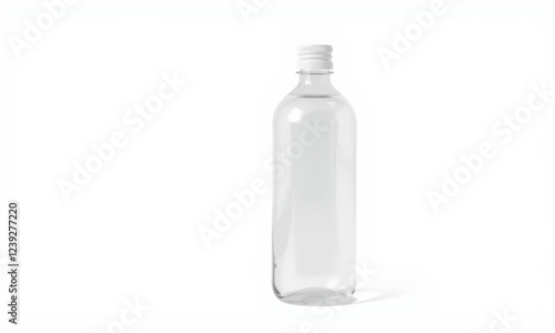 Transparent plastic bottle mockup with water, ideal for branding. This versatile design showcases clarity and simplicity, perfect for product presentations