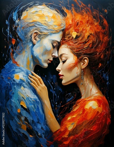 man and woman in love, art stylish card