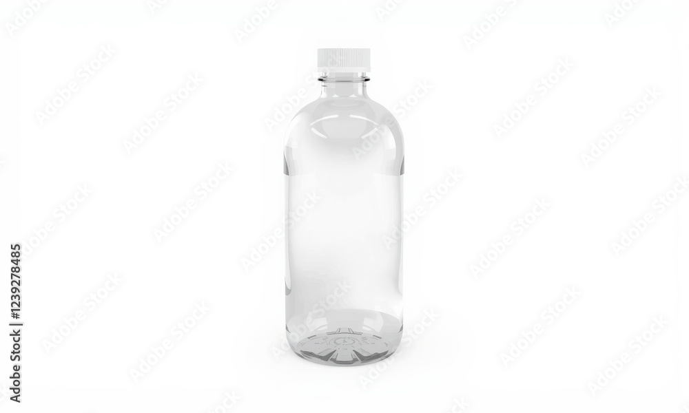Clear plastic bottle mockup with white cap, ideal for branding and design projects. bottle is transparent, showcasing its contents beautifully Clear plastic bottle mockup with white cap, ideal for branding and design projects. bottle is transparent, showcasing its contents beautifully