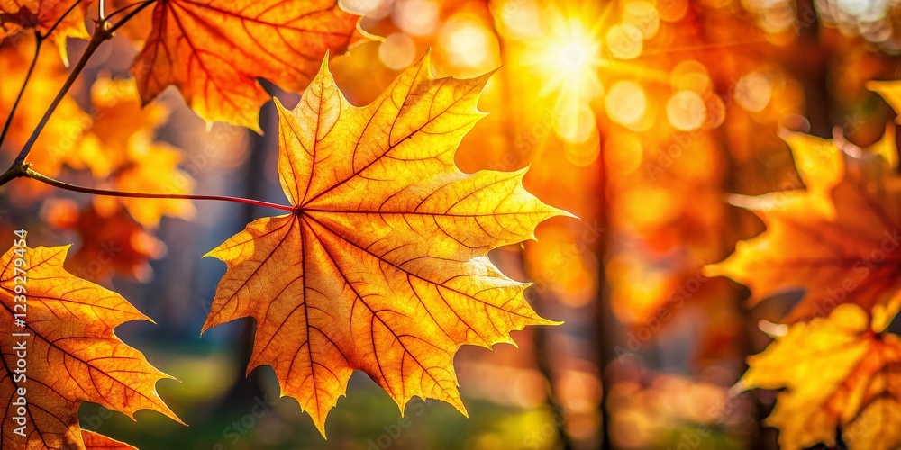 Vibrant Autumn Maple Leaves Macro Photography - Golden & Orange Fall Foliage Vibrant Autumn Maple Leaves Macro Photography - Golden & Orange Fall Foliage