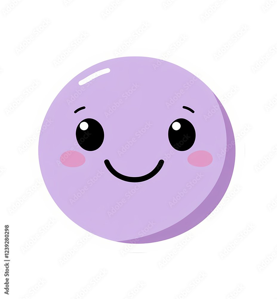 Fototapeta premium Vector sticker of a simple, cute, pastel purple smiley face icon on a white background