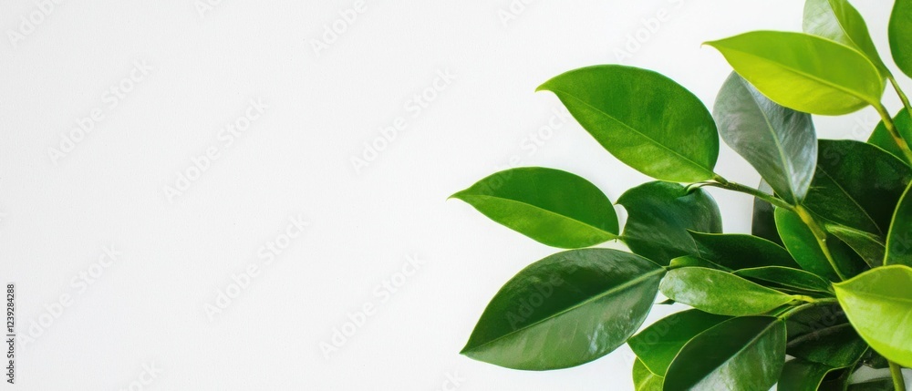 Lush green leaves against a white background. Perfect for nature-themed designs and projects. Lush green leaves against a white background. Perfect for nature-themed designs and projects.