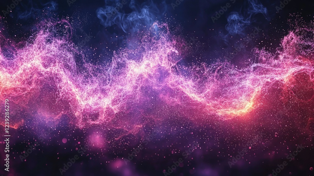 Fototapeta premium Abstract Cosmic Nebula Pink Purple Energy Wave