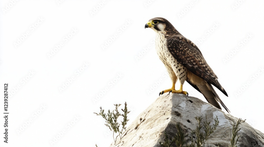 Peregrine Falcon perched on rock, overlooking landscape, wildlife photography for nature documentaries Peregrine Falcon perched on rock, overlooking landscape, wildlife photography for nature documentaries
