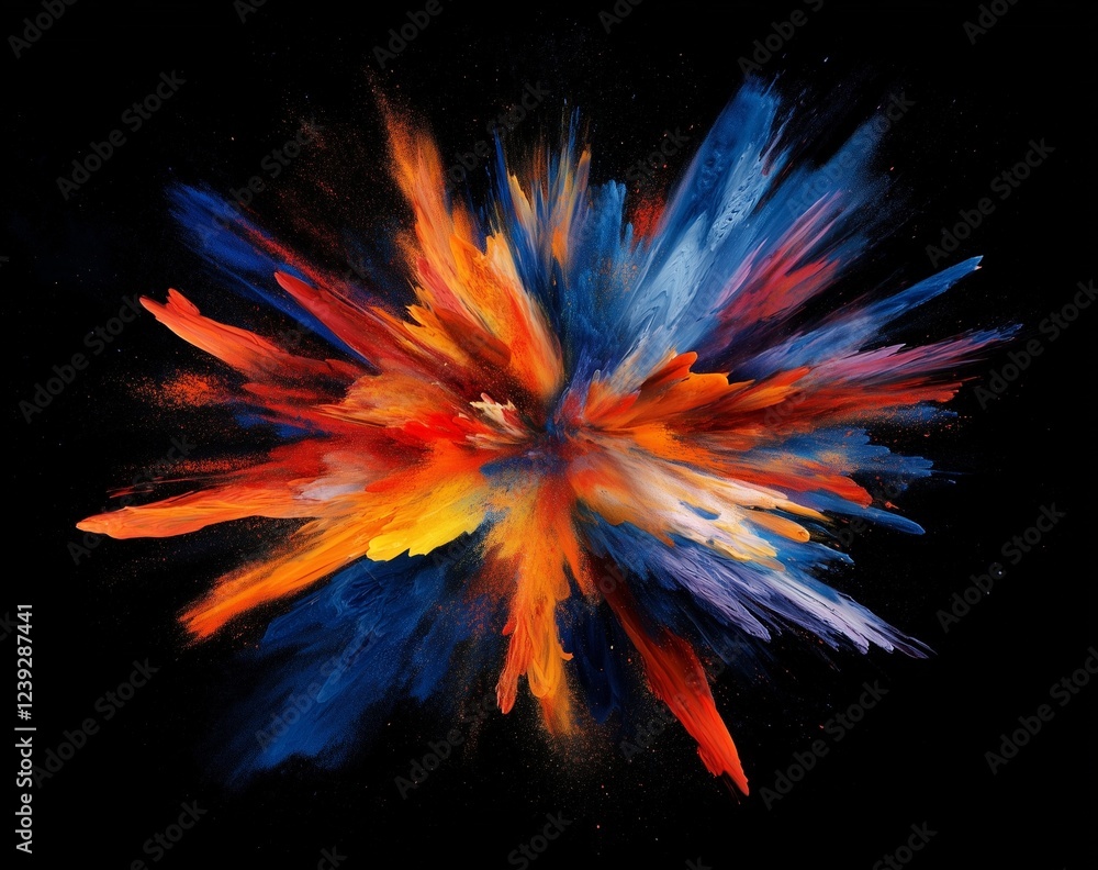 Colorful paint splashes in the shape of an explosion Colorful paint splashes in the shape of an explosion