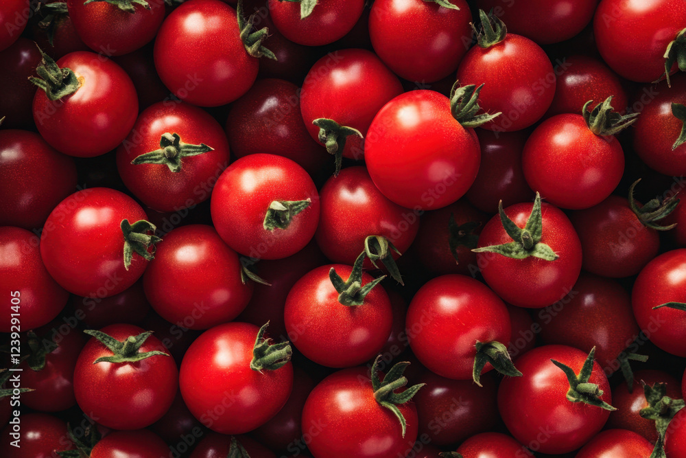 Delicious red tomatoes. Summer tray market agriculture farm full of organic vegetables It can be used as background. Healthy eating. View from above Delicious red tomatoes. Summer tray market agriculture farm full of organic vegetables It can be used as background. Healthy eating. View from above