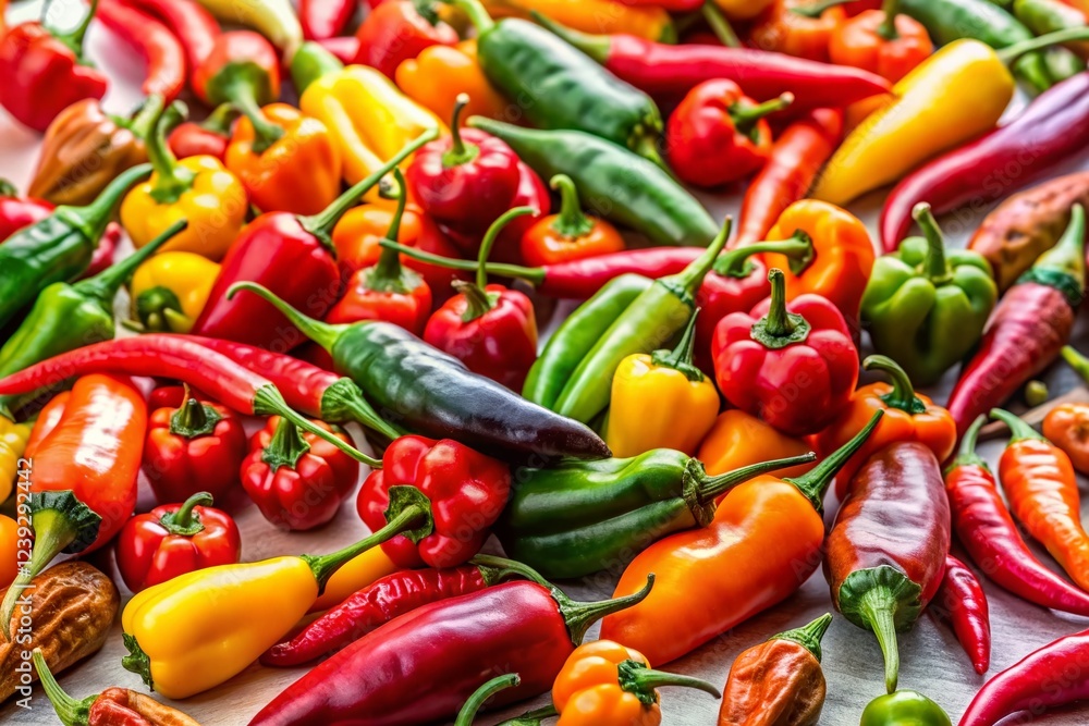 Vibrant Red Chili Peppers Isolated on White Background - Spicy Food Photography Vibrant Red Chili Peppers Isolated on White Background - Spicy Food Photography
