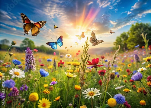 Wallpaper Mural Vibrant Spring Meadow Wildflowers Butterflies Colorful Nature Photography Torontodigital.ca