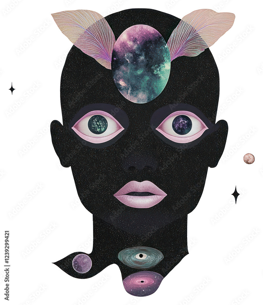 Obraz premium PNG Gothic illustration psychedelic galaxy.
