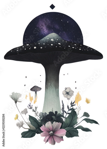 PNG Mushroom illustration elements nature. photo