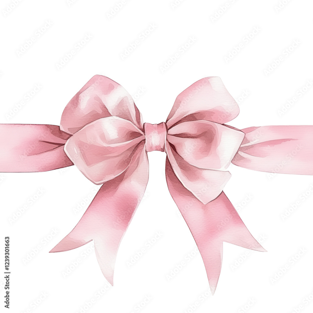 A delicate pink bow with flowing ribbons, elegantly tied in the center. A delicate pink bow with flowing ribbons, elegantly tied in the center.