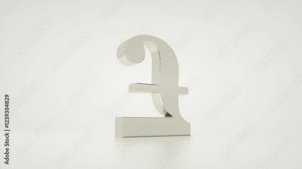 Silver Pound symbol on white background for currency exchange and money transfer concept Silver Pound symbol on white background for currency exchange and money transfer concept