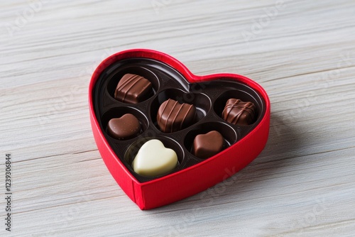 Heart-shaped chocolate box filled with delightful treats romantic gift idea cozy setting close-up sweet indulgence