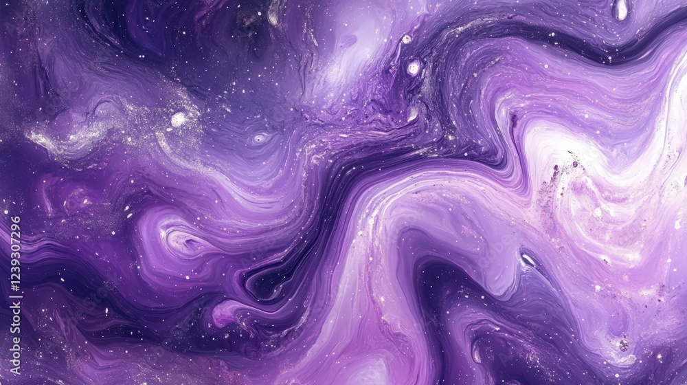 Obraz premium Abstract purple cosmic swirl with glittering dust creating a dreamy effect