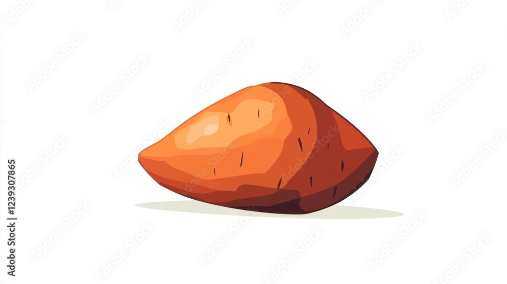 Single sweet potato, isolated, white background, food illustration Single sweet potato, isolated, white background, food illustration