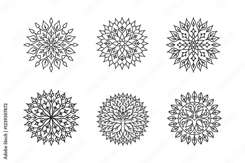Obraz premium Tree mandala bundle for spiritual and creative projects