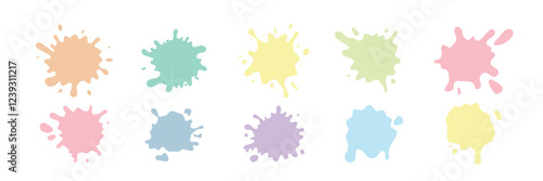 Spray paint blot collection. Set of paint splatter. Blob splash.