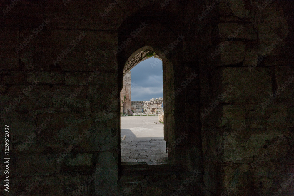 Fototapeta premium Syria Krak des Chevaliers castle on a cloudy summer day