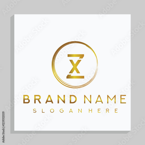 XZ letter mark and branding golden colour logo design with a leaf. And your best choice.	