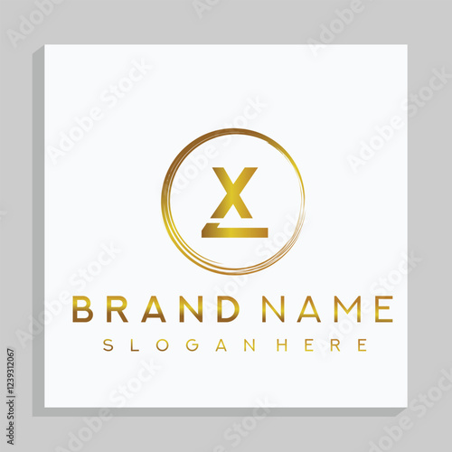 XL letter mark and branding golden colour logo design with a leaf. And your best choice.	
