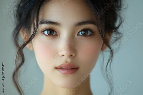 Asian Woman On White Backgr...