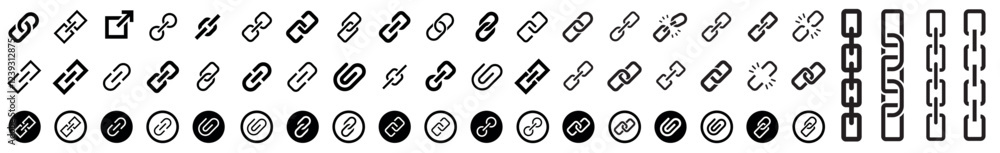 Chain, link Big icon set. Link icons. Internet URL. Webpage url link icon collection. Vector illustration Chain, link Big icon set. Link icons. Internet URL. Webpage url link icon collection. Vector illustration