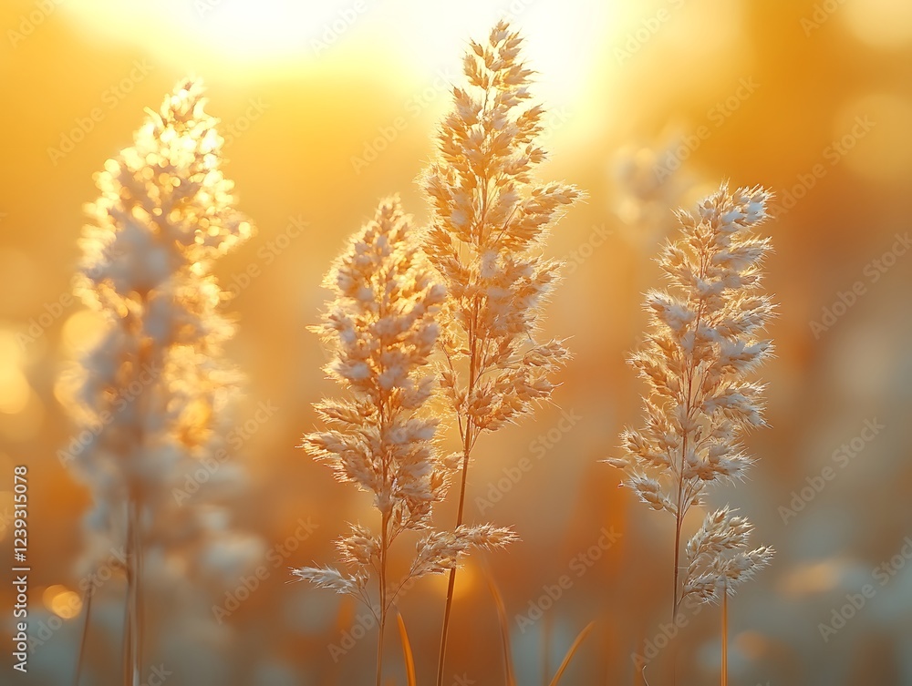 The serene image of a breeze through tall grass fields, bathed in warm, soft light, evokes calm and relaxation. Perfect as a soothing background for inspirational posters or wellness designs.