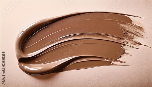 Wallpaper Mural A smooth Mocha Mousse brown makeup foundation spread on a textured surface in elegant swirling patterns, showcasing its creamy consistency Torontodigital.ca