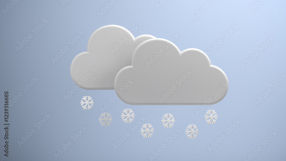 3D Weather forecast series: Overcast sky and snowfall 3D Weather forecast series: Overcast sky and snowfall
