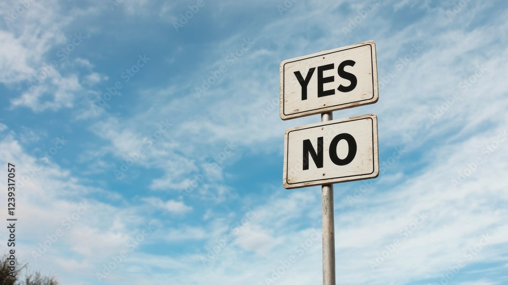 Decision signs yes or no choices outdoor setting photography clear sky perspective on choices Decision signs yes or no choices outdoor setting photography clear sky perspective on choices