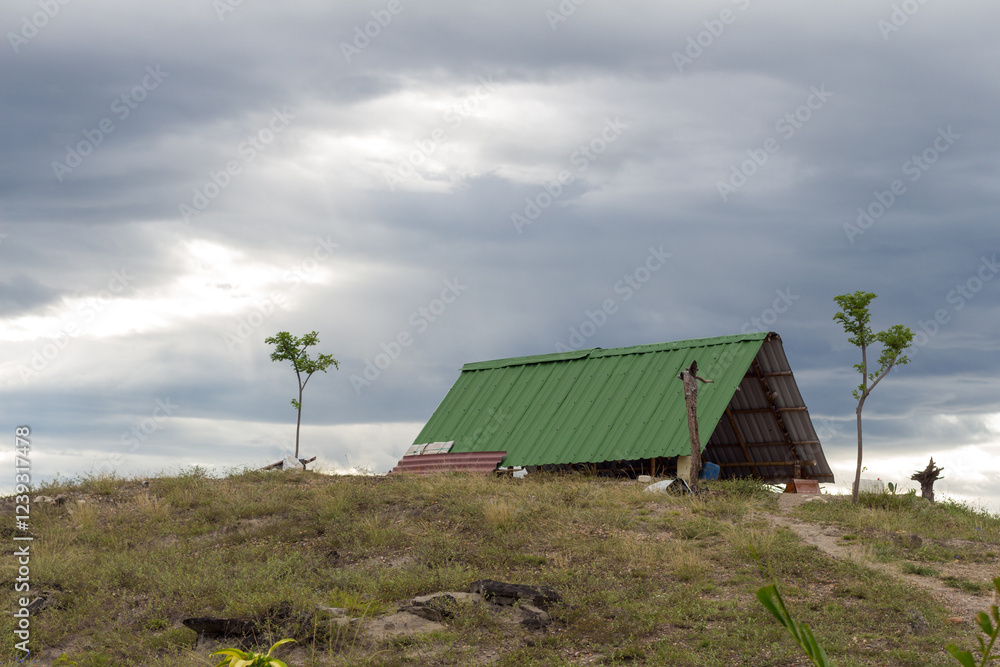 Rustic Green Roof Cabin in Tatacoa Desert, Huila, Colombia Rustic Green Roof Cabin in Tatacoa Desert, Huila, Colombia