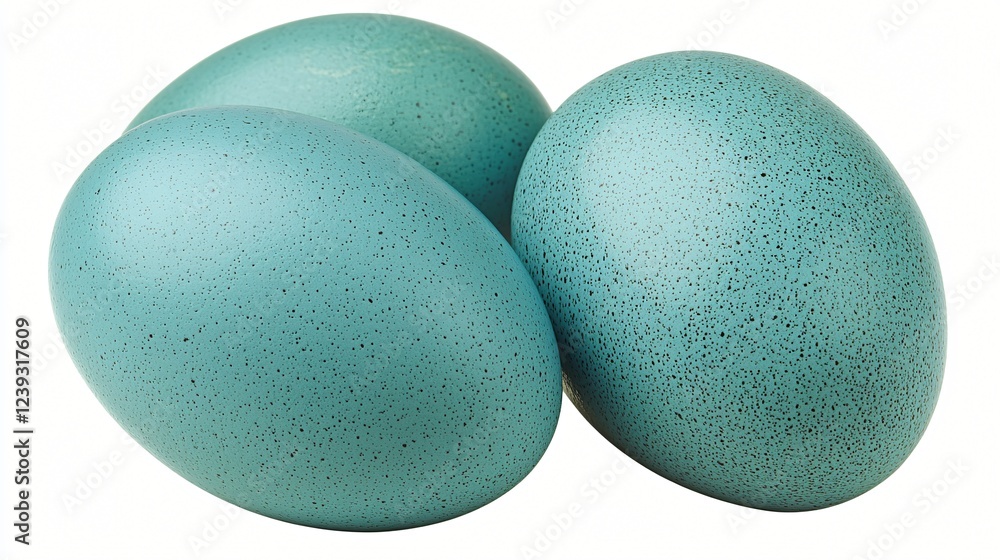 Three teal eggs isolated on white background. Food photography Three teal eggs isolated on white background. Food photography
