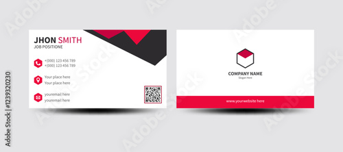 Vector design formal red modern business card Clean Corporate Business Card Layout with Red Patterned Accents.