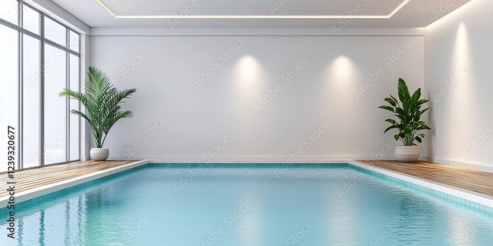 Fototapeta premium Relaxing swimming pool interior design modern home architecture bright space aesthetic view tranquility and comfort